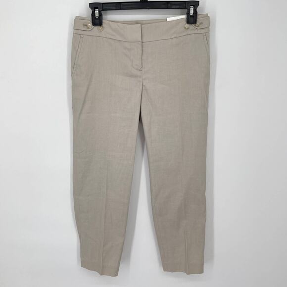 LOFT NWT Julie Ankle Pants Tapered Leg *READ* Linen Cotton Womens Size 0 P Tan - Picture 1 of 10